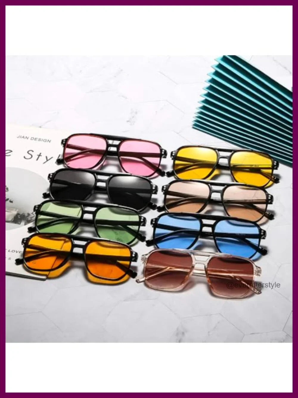 8-Pack Retro Square Aviator Sunglasses Unisex UV400 Protection